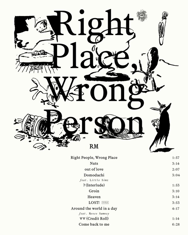 RM Unveils Tracklist for Album 'Right Place, Wrong Person' < Boy