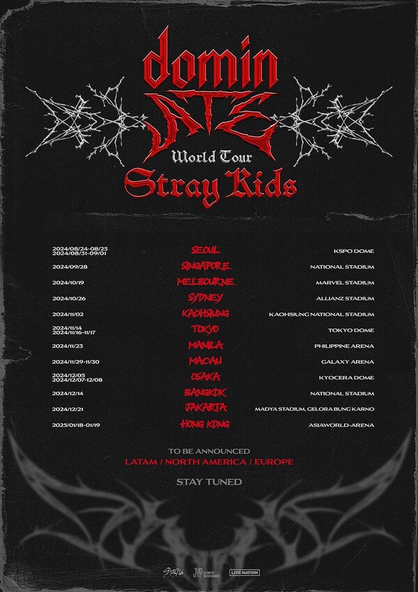 Stray Kids Announce Biggest World Tour 'dominATE' with Six
