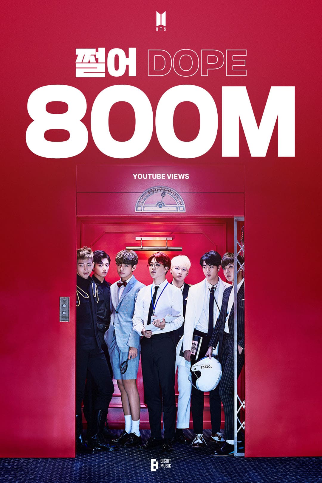 BTS 'DOPE' MV Surpasses 800 Million Views as Members
