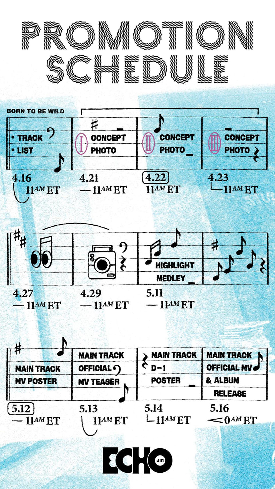 ภาพ : BTS มินิอัลบั้มที่สองของ Jin 'Echo' Promotion Scheduler ⓒ Bighit Music