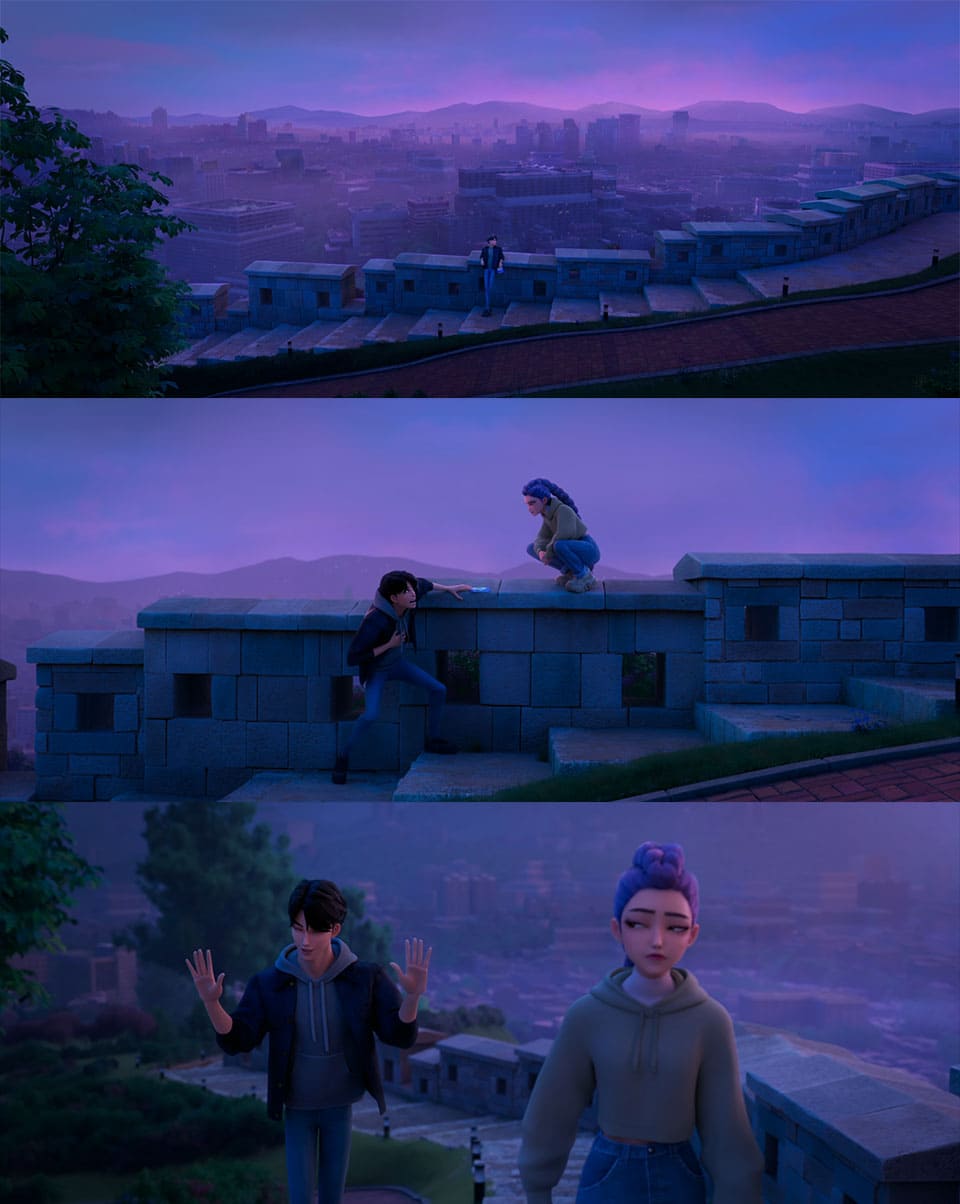 Image: A scene from the Netflix animated film 'K-pop Demon Hunters (케이팝 데몬 헌터스)' set on the Naksan Park Fortress Trail in Seoul. ⓒ Netflix 'K-pop Demon Hunters' Screenshot