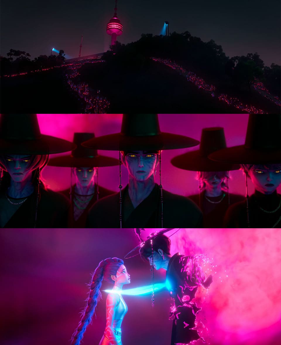 Image: A scene from the Netflix animated film 'K-pop Demon Hunters (케이팝 데몬 헌터스)' featuring Namsan Tower in central Seoul. ⓒ Netflix 'K-pop Demon Hunters' Screenshot