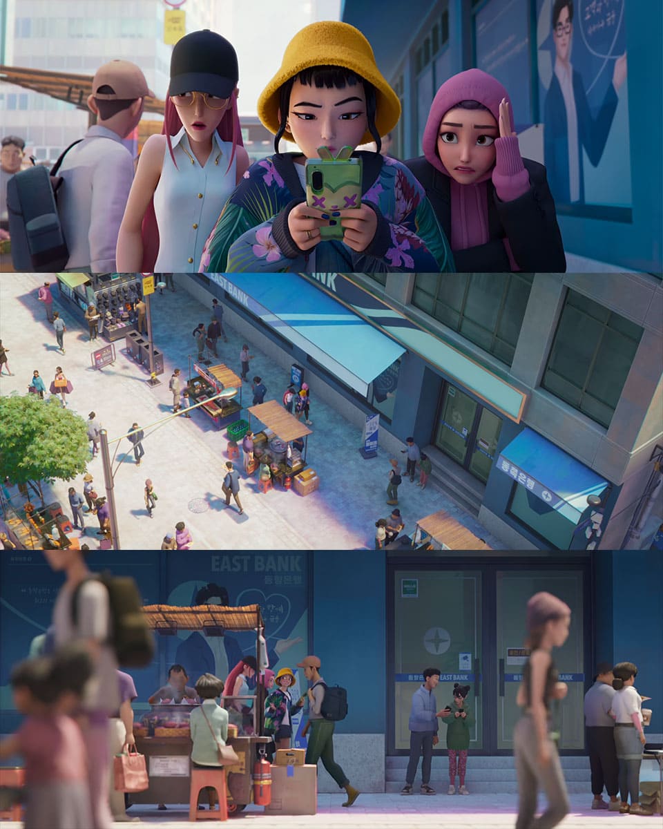  Image: A scene from the Netflix animated film 'K-pop Demon Hunters (케이팝 데몬 헌터스)' set on the streets of Myeongdong in Seoul. ⓒ Netflix 'K-pop Demon Hunters' Screenshot